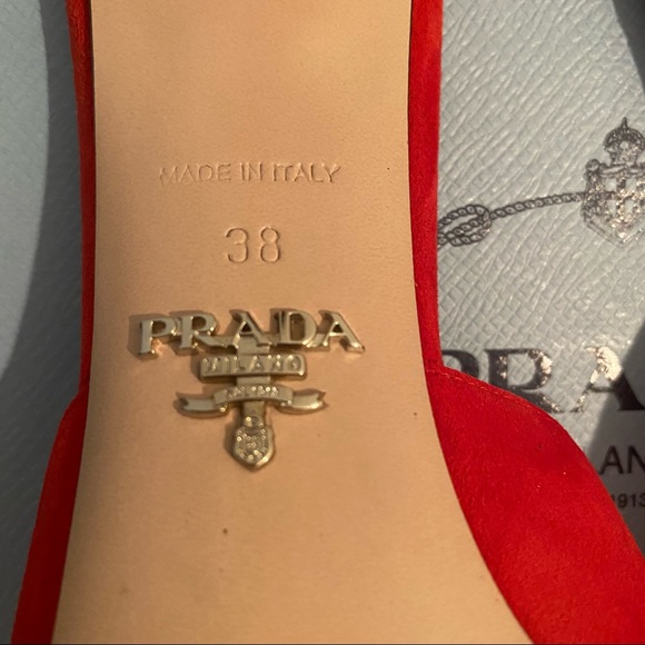 Prada Suede Pointy Toe Mule Red - Picture 12 of 13